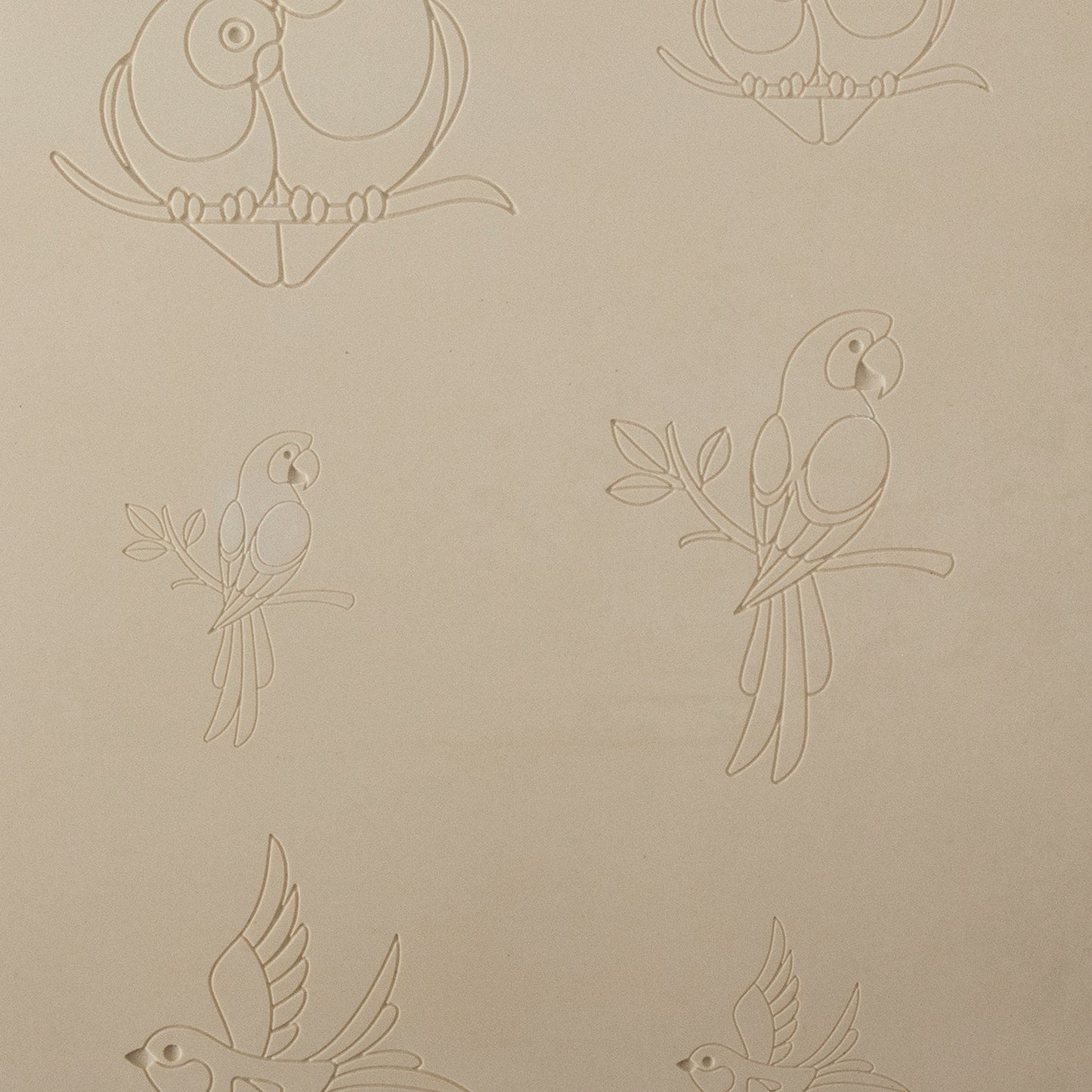 Jewelry Artist Elements - Texture - Flying Creatures 4

Second picture shown is an element of the texture in clay.

Embossed elements. Impress clay, then use a Jewelry Shape Template for the shape or cut out with a needle tool. Jewelry Artist Elements are flexible, washable and can be used with any soft clay. Spritz with CoolSlip or dust on Dry Powder Release for stick-free impressions when using metal clay and polymer clay.

These beautiful texture sheets feature designs that are perfect for making many di