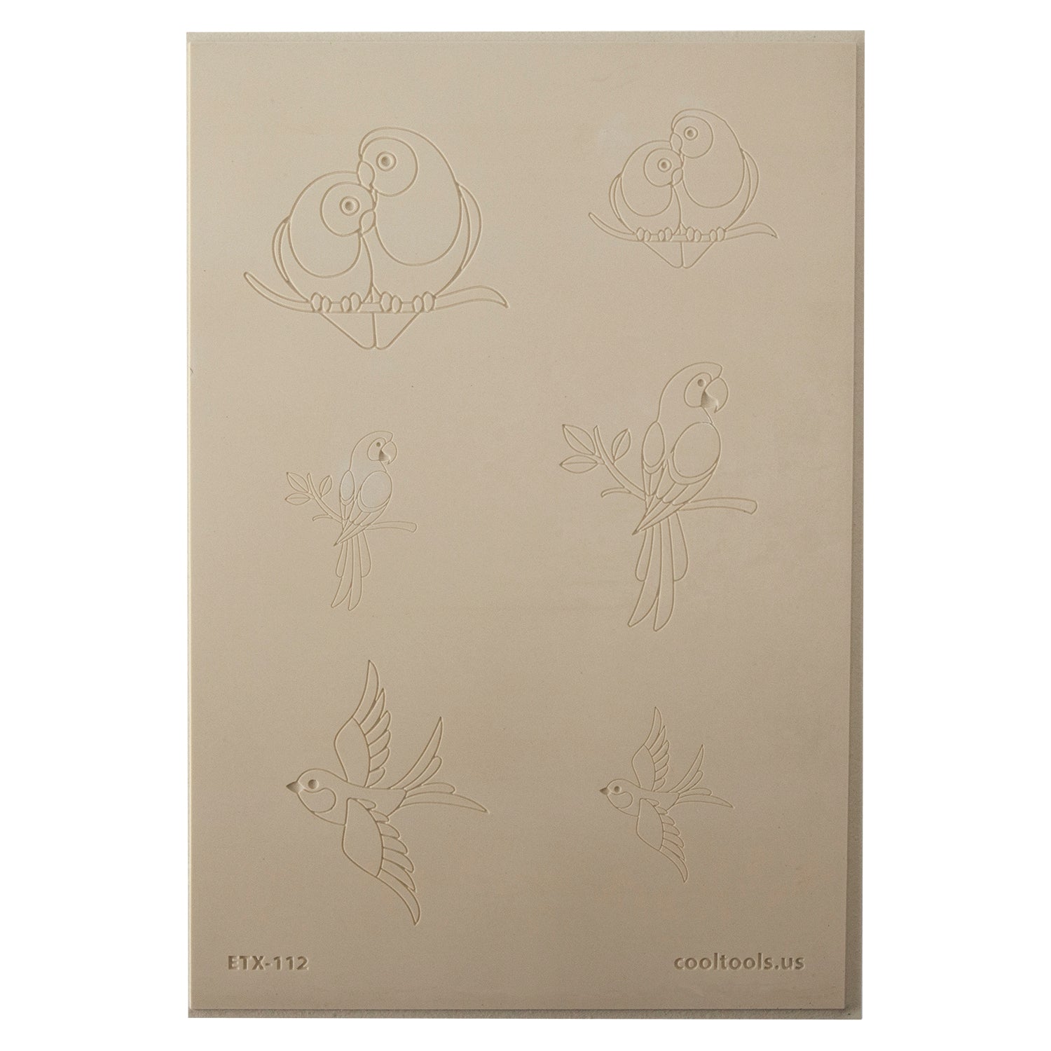 Jewelry Artist Elements - Texture - Flying Creatures 4

Second picture shown is an element of the texture in clay.

Embossed elements. Impress clay, then use a Jewelry Shape Template for the shape or cut out with a needle tool. Jewelry Artist Elements are flexible, washable and can be used with any soft clay. Spritz with CoolSlip or dust on Dry Powder Release for stick-free impressions when using metal clay and polymer clay.

These beautiful texture sheets feature designs that are perfect for making many di