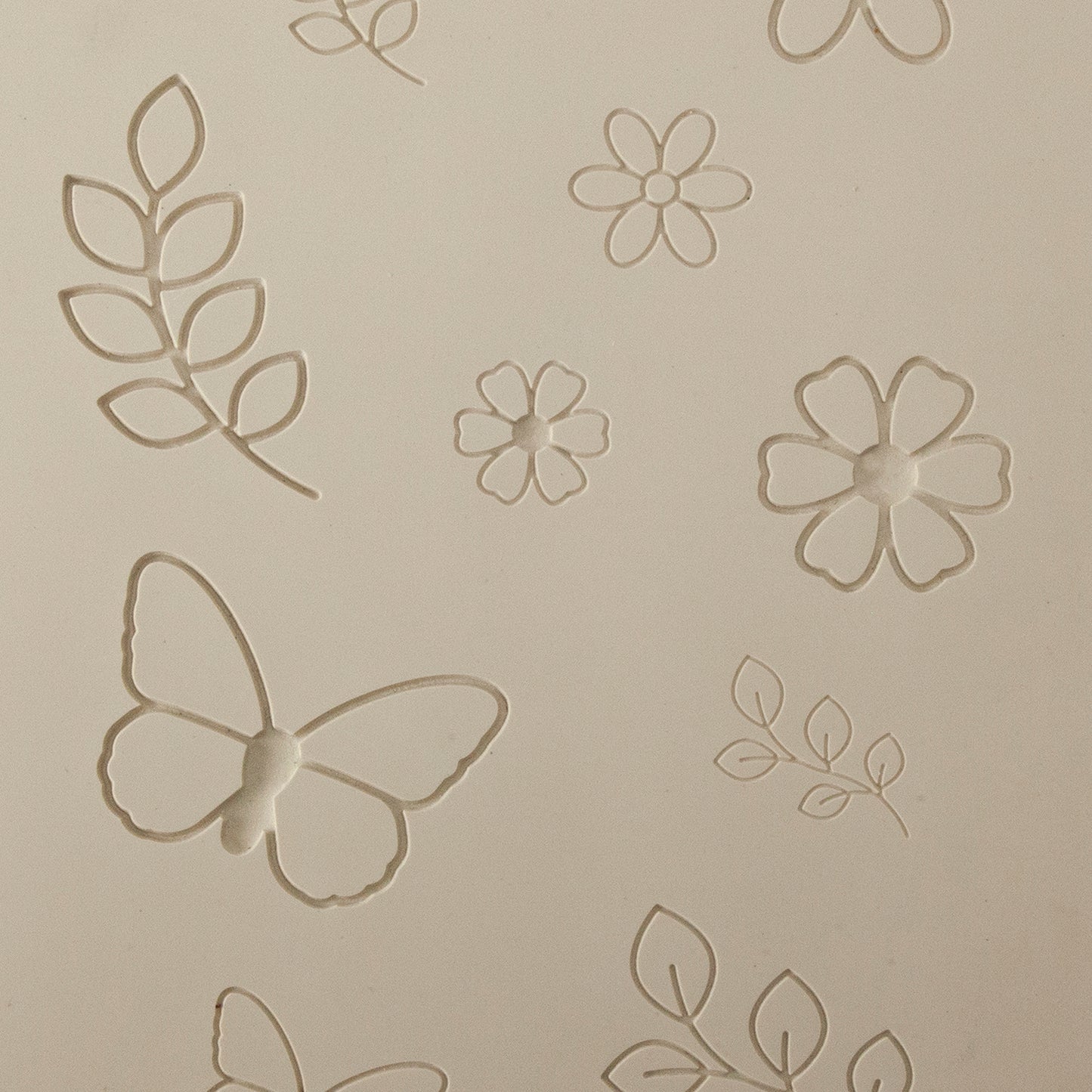 Jewelry Artist Elements - Texture - Flying and Floral 2

Second picture shown is an element of the texture in clay.

Embossed elements. Impress clay, then use a Jewelry Shape Template for the shape or cut out with a needle tool. Jewelry Artist Elements are flexible, washable and can be used with any soft clay. Spritz with CoolSlip or dust on Dry Powder Release for stick-free impressions when using metal clay and polymer clay.

These beautiful texture sheets feature designs that are perfect for making many d