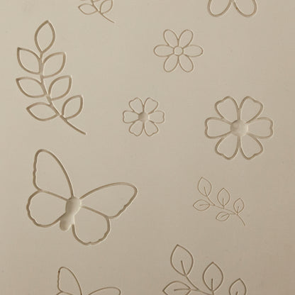 Jewelry Artist Elements - Texture - Flying and Floral 2

Second picture shown is an element of the texture in clay.

Embossed elements. Impress clay, then use a Jewelry Shape Template for the shape or cut out with a needle tool. Jewelry Artist Elements are flexible, washable and can be used with any soft clay. Spritz with CoolSlip or dust on Dry Powder Release for stick-free impressions when using metal clay and polymer clay.

These beautiful texture sheets feature designs that are perfect for making many d