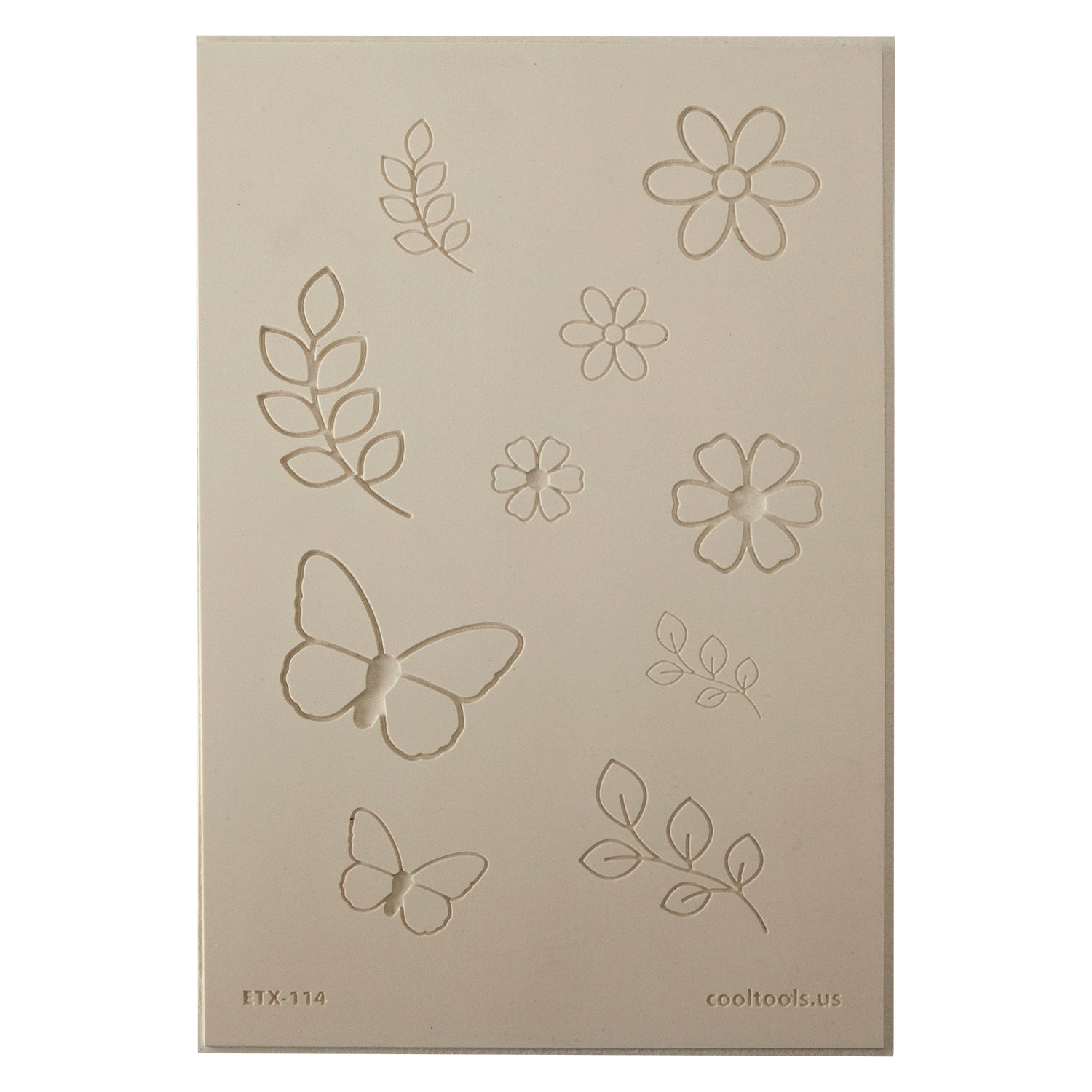 Jewelry Artist Elements - Texture - Flying and Floral 2

Second picture shown is an element of the texture in clay.

Embossed elements. Impress clay, then use a Jewelry Shape Template for the shape or cut out with a needle tool. Jewelry Artist Elements are flexible, washable and can be used with any soft clay. Spritz with CoolSlip or dust on Dry Powder Release for stick-free impressions when using metal clay and polymer clay.

These beautiful texture sheets feature designs that are perfect for making many d