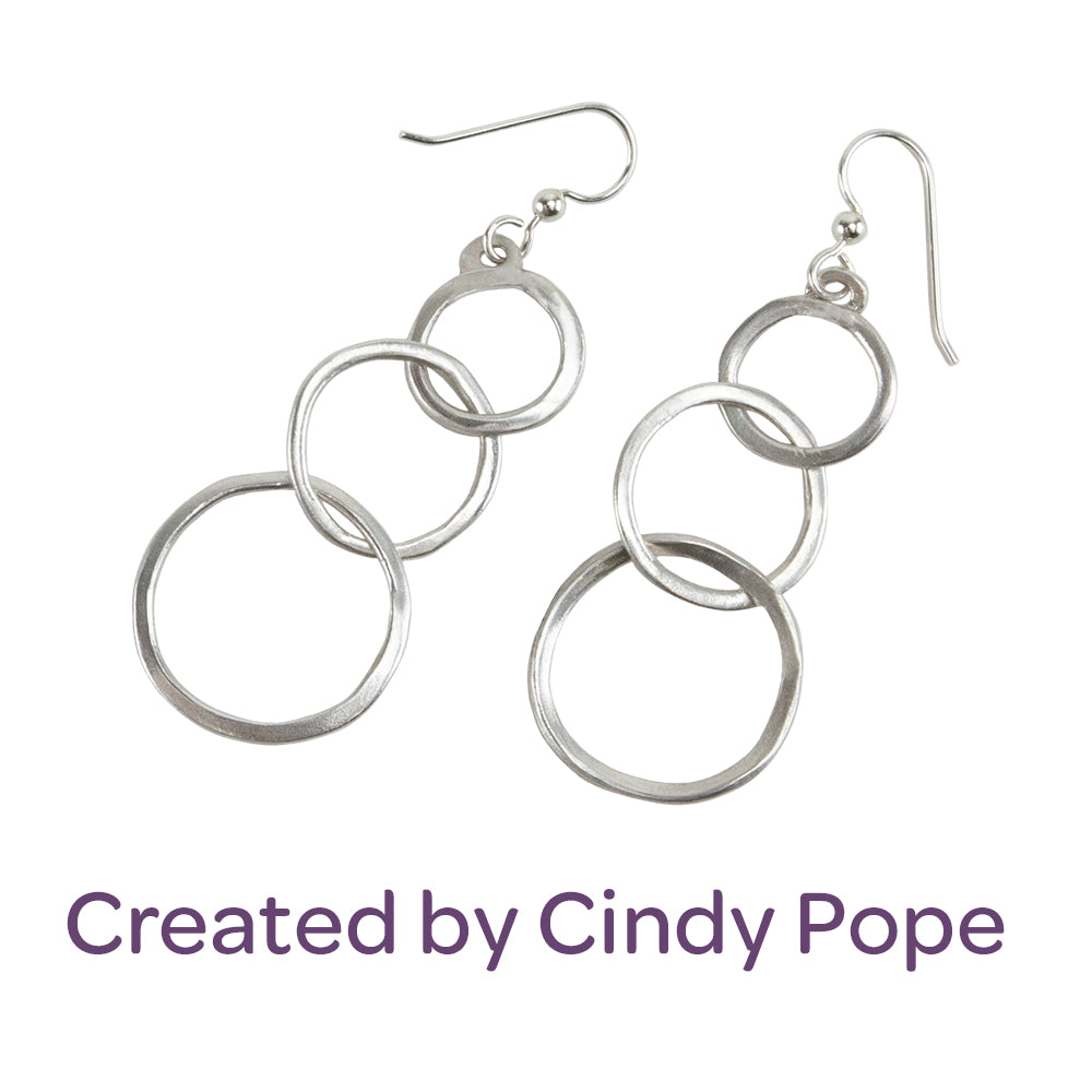 Cindy Pope Template - Paired Hoops silver earrings