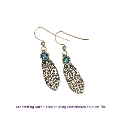 Texture Tile - Snowflakes silver earrings by Karen Trexler