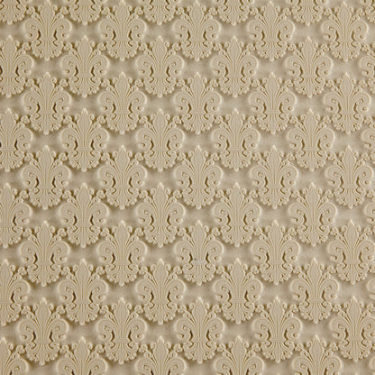 beige silicone Long Mega Texture Tile - Bold Fleur de Lis