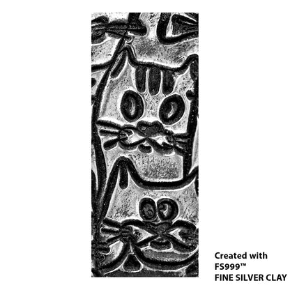 silver sample of  Long Mega Texture Tile - Feline Friends