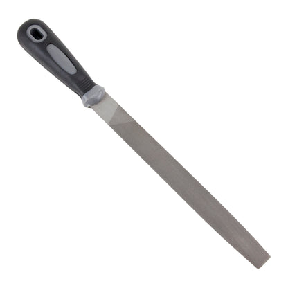Half Round File 8"

This half-round file is made of heat-treated high carbon steel for durability. Textured rubberized PVC handle for a firm grip.

Heat-treated high carbon steel for extreme strength
PVC handle
Cushioned and textured rubber grip for comfort and control
Hole for pegboard hanging
Double cut pattern
File length 8", Handle length 4 1/4"
