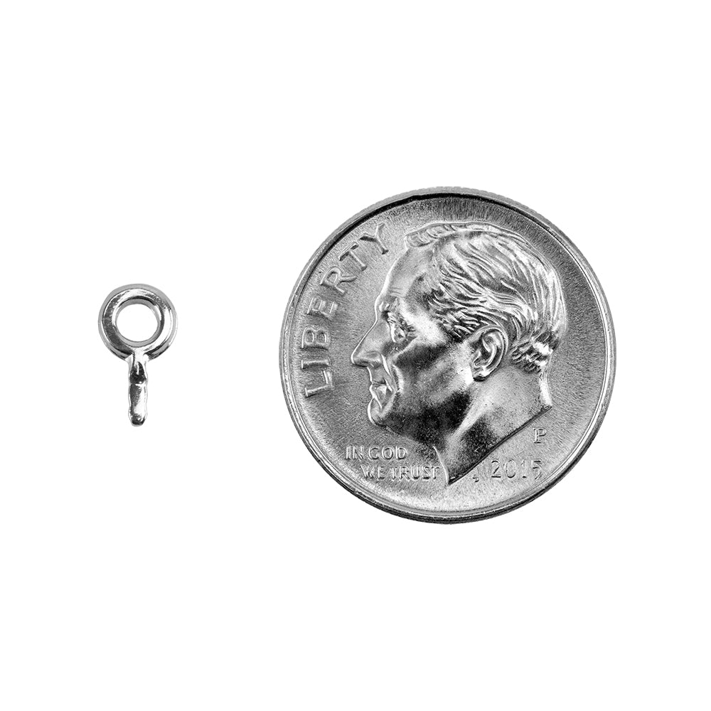 4mm Fine Silver Embeddable Eyelet with Offset Tab along with dime