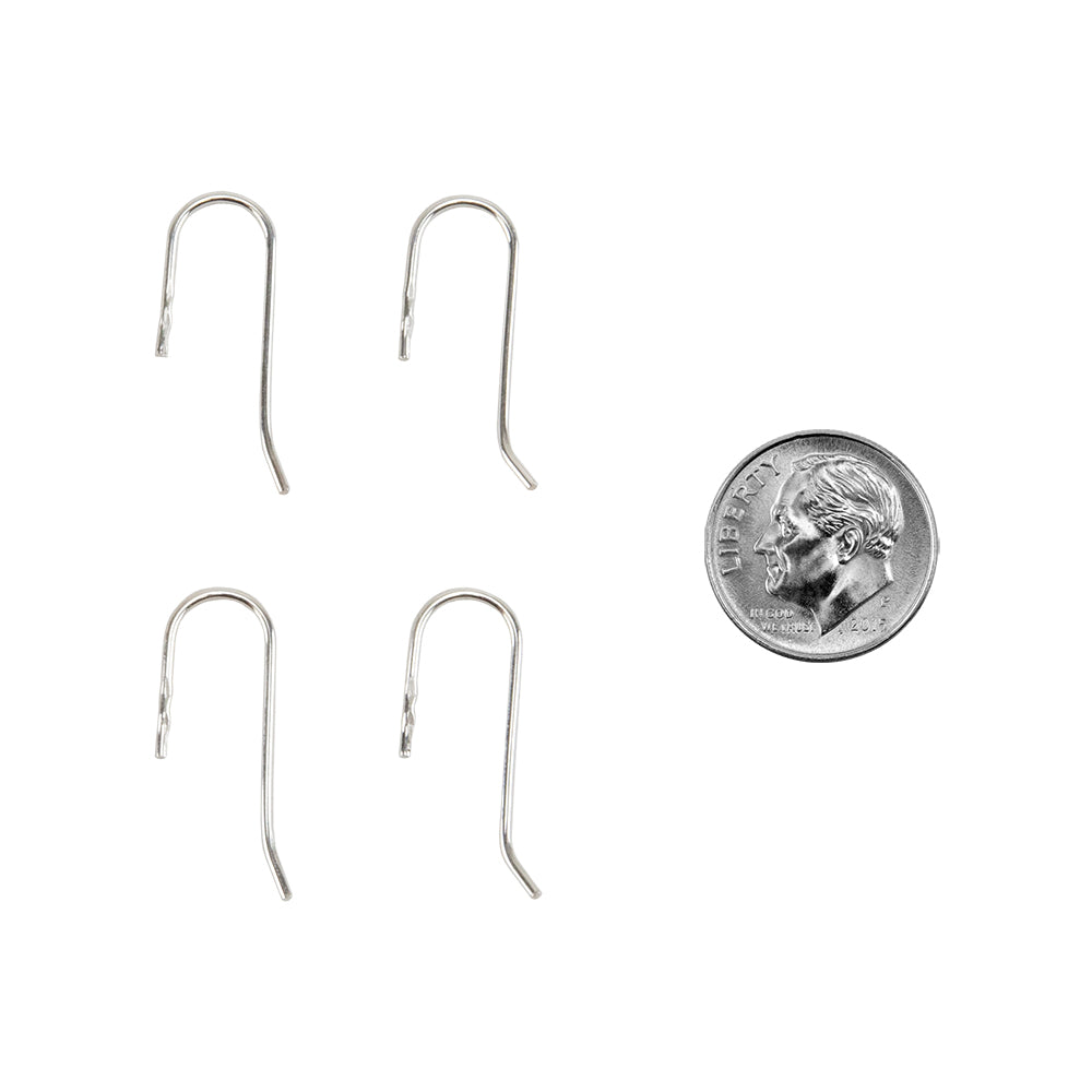 4 short Embeddable Fine Silver French Earwires with dime