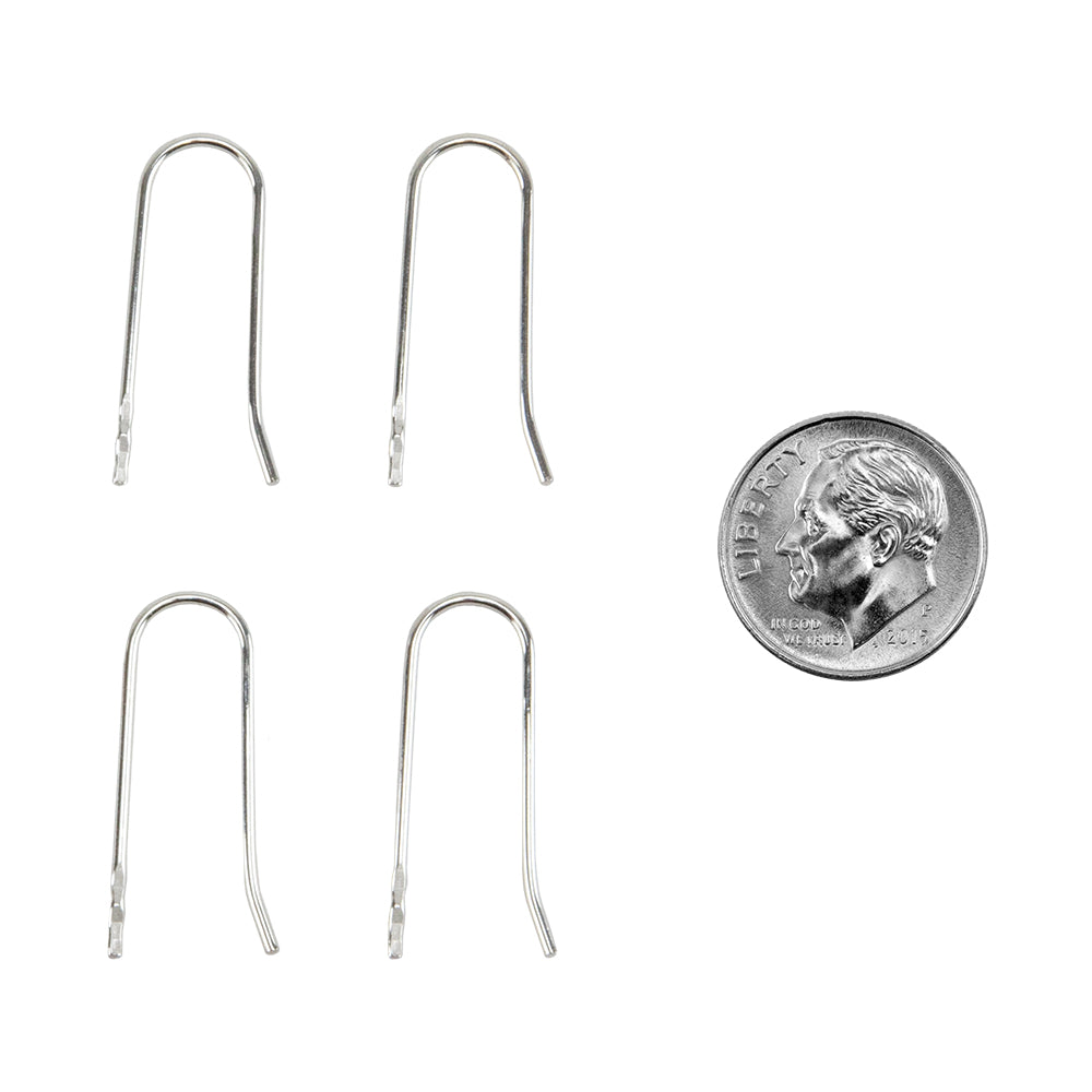 4 long Embeddable Fine Silver French Earwires with dime