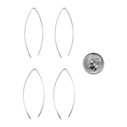 Embeddable Fine Silver "V" Earwires long