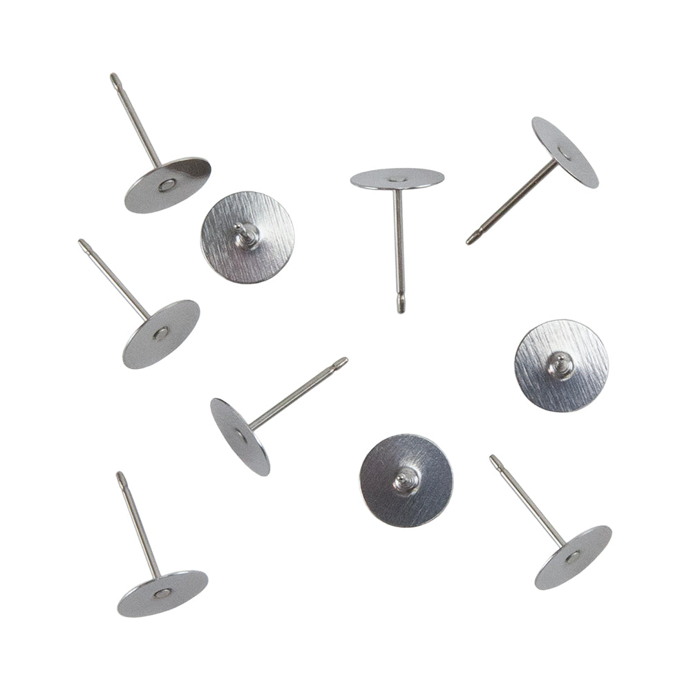 Titanium Earring Post w/ Stainless Steel Flat Pad Pkg/10