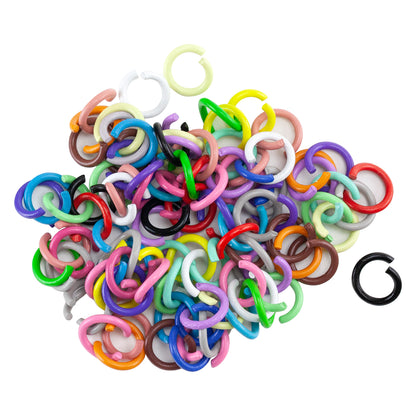 Colored Open Jump Rings - Multi Color - Round 8mm 17 gauge - Pkg/100