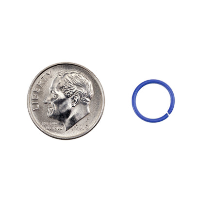 Colored Open Jump Rings - Royal Blue - Round 10mm 18 gauge - with dime
