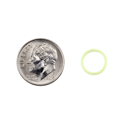 Colored Open Jump Rings - Green Yellow - Round 10mm 18 gauge - with dime