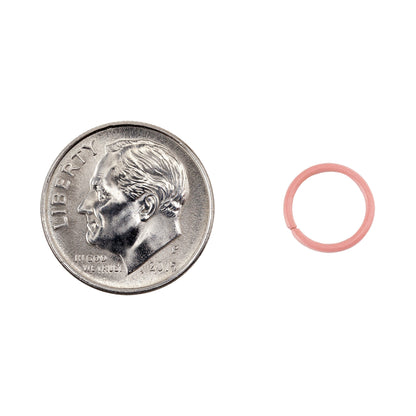 Colored Open Jump Rings - Pink - Round 10mm 18 gauge -with dime
