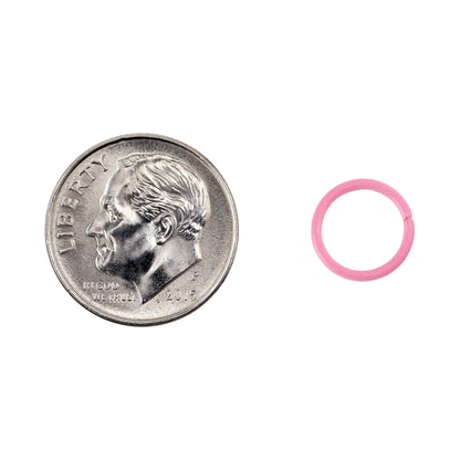 Colored Open Jump Rings - Hot Pink - Round 10mm 18 gauge - with dime