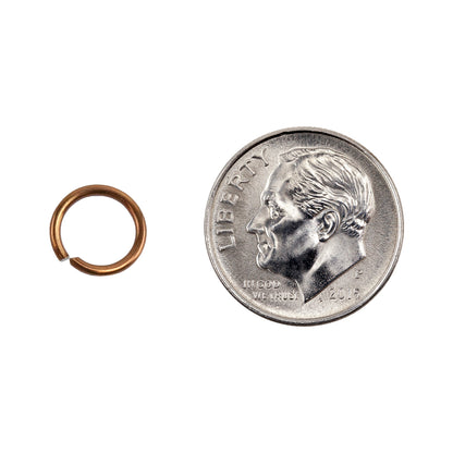 Colored Metal Open Jump Rings - Multi Color - Round 8mm 18 Gauge - with dime