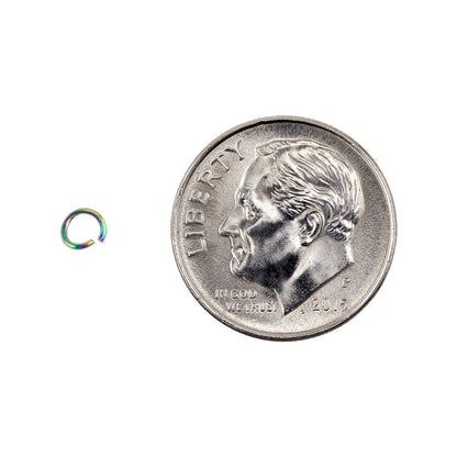 Colored Metal Open Jump Rings - Rainbow Color - Round 3.5mm 24 Gauge -   with dime