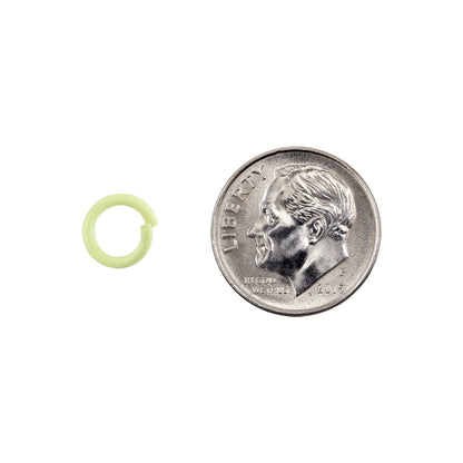Colored Open Jump Rings - Champagne Yellow Color - Round 8mm 17 gauge - with dime