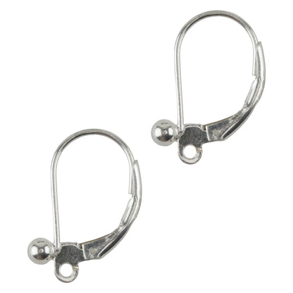 Sterling Silver Earrings - Lever Back with Loop and 3mm Bead - 1 Pair