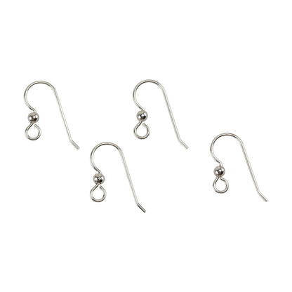 Sterling Silver Heavy Earwires with Loop and Silver Bead - 2 Pair
