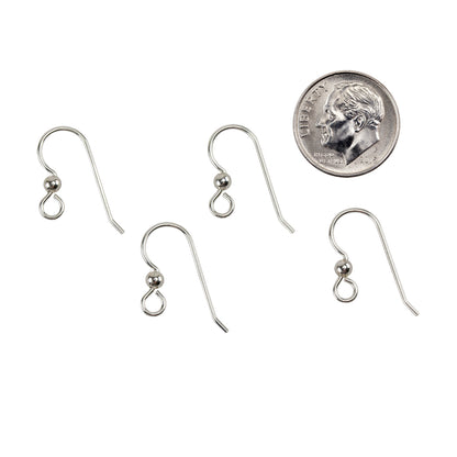 Sterling Silver Heavy Earwires with Loop and Silver Bead - 2 Pair with dime