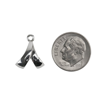 Sterling Silver V-Shape Pendant Bail with Ring - 12.8mm x 15.2mm Pkg/1 with dime