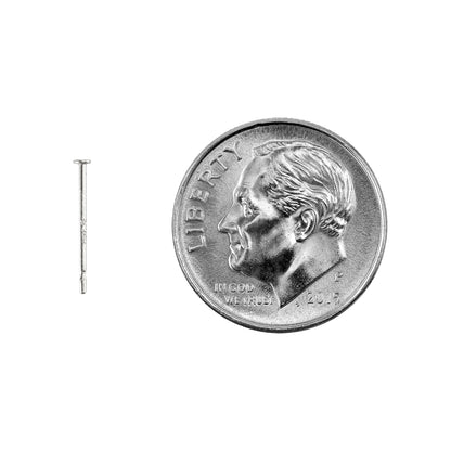 Sterling Silver Earring Post with 1.5mm Pad - Pkg/10 with dime