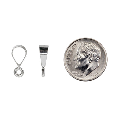 Sterling Silver Bail - 4mm x 8mm - Pkg/2 with dime