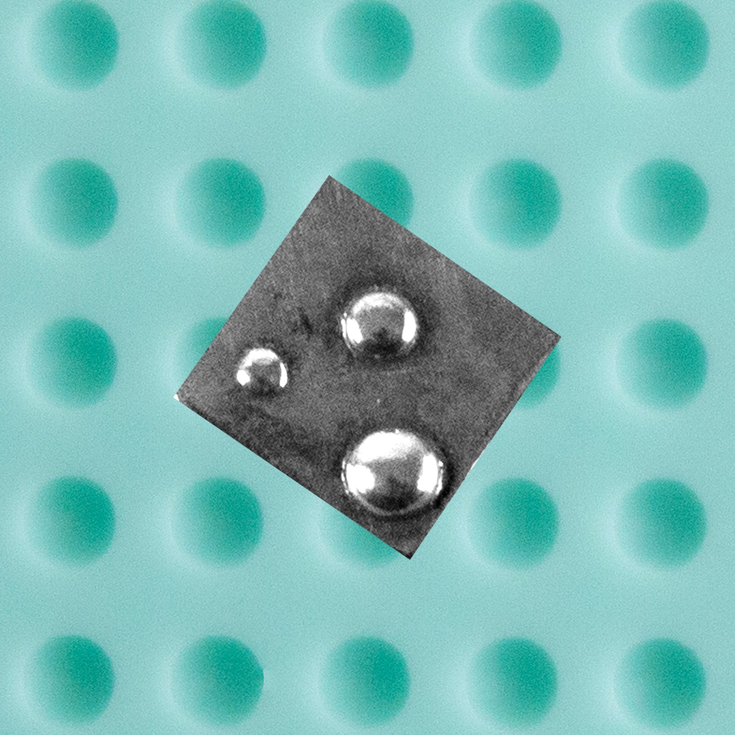 green silicone Finishing Touches Mold - Round Domed with silver sample