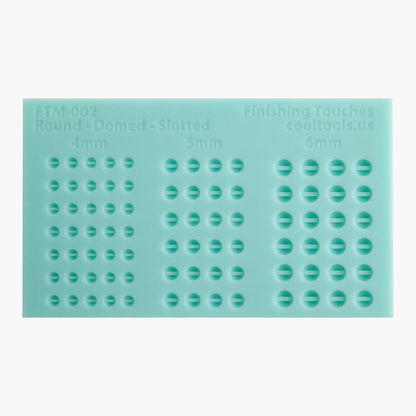 green silicone Finishing Touches Mold - Round Domed Slotted