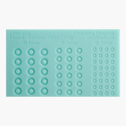 green silicone Finishing Touches Mold - Round Domed Open Circle 