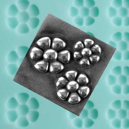 green silicone Finishing Touches Mold - Flower Domed with silver sample