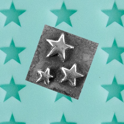 green silicone Finishing Touches Mold - Star Flat with silver sample