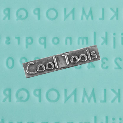 green silicone Finishing Touches Mold - Alphabet 1 Flat with silver sample