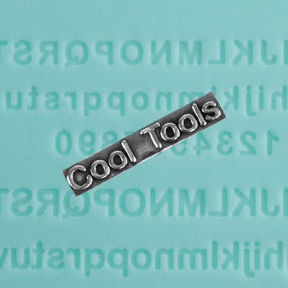 green silicone Finishing Touches Mold - Alphabet 3 Flat with silver sample