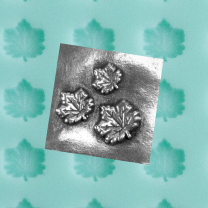 
Green silicone Finishing Touches Mold - Maple Leaf with silver sample