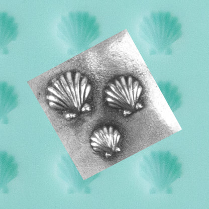 green silicone Finishing Touches Mold - Seashell with silver sample