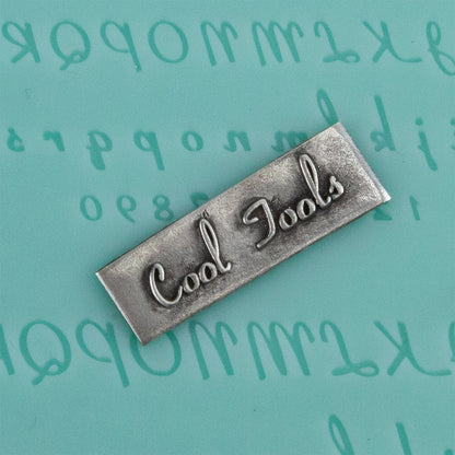 green silicone Finishing Touches Mold - Alphabet 4 - Flat with silver sample