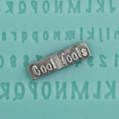 green silicone Finishing Touches Mold - Alphabet 5 - Flat with silver sample