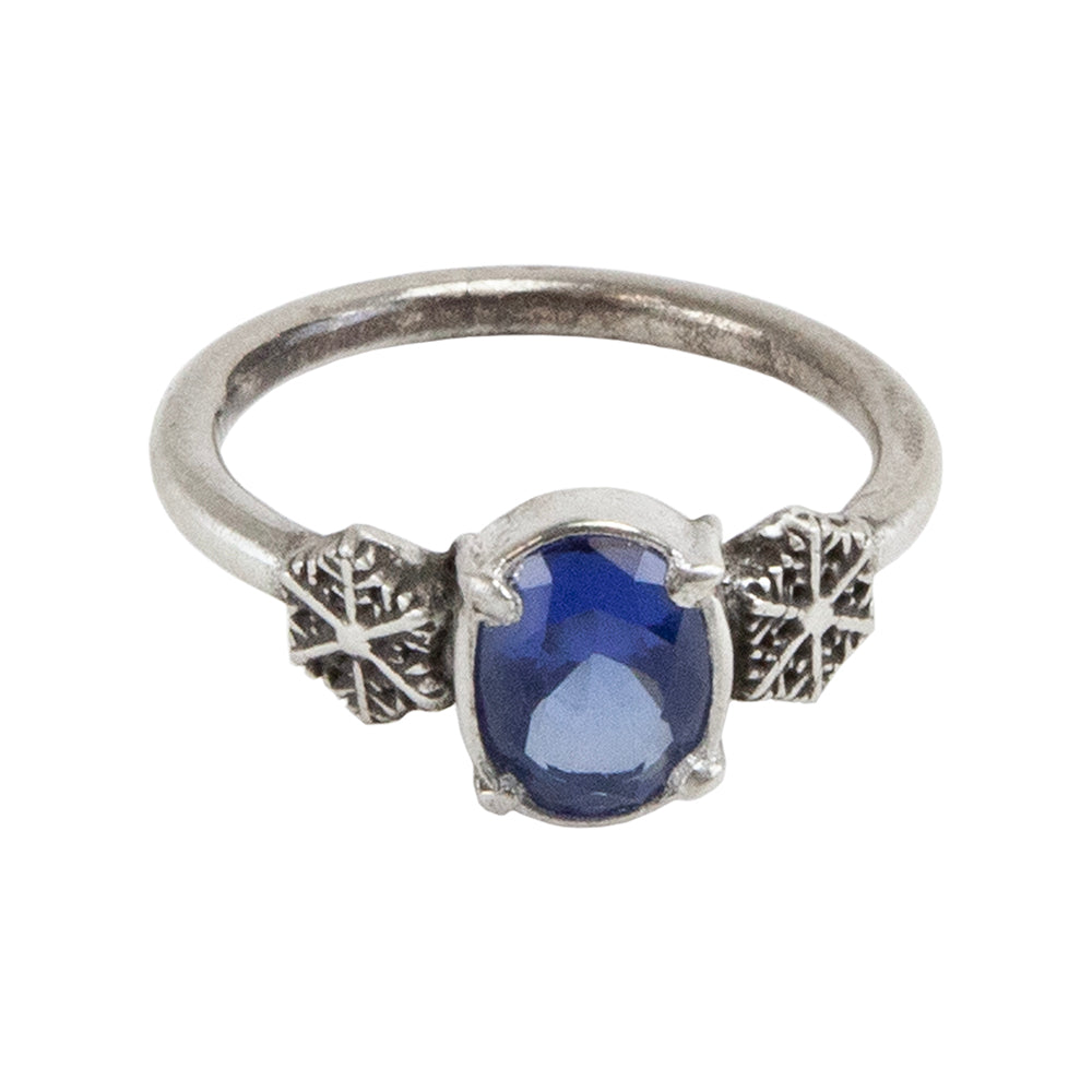 Finishing Touches Mold - Snowflake 3 silver ring with blue cz by Karen Trexler