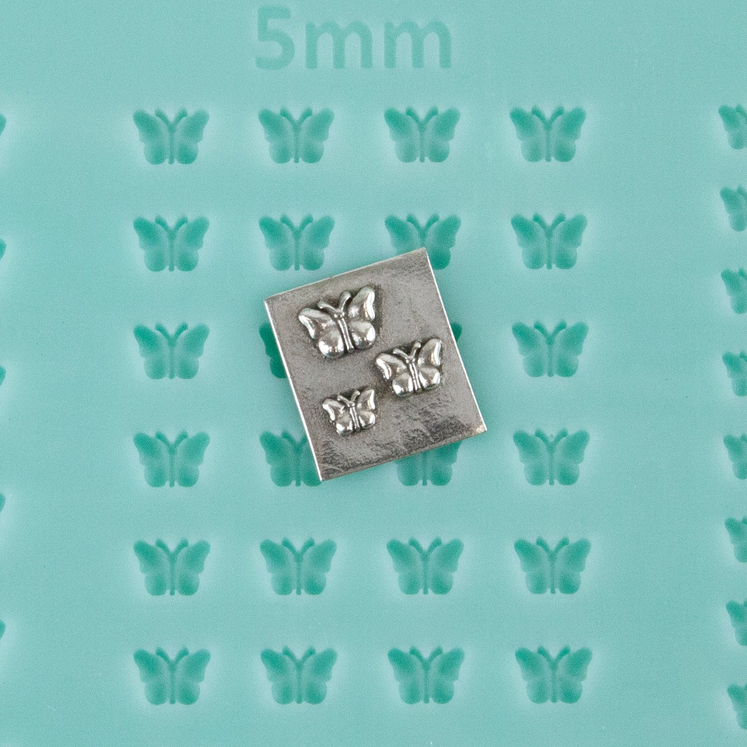 green silicone Finishing Touches Mold - Butterfly 2 with silver sample