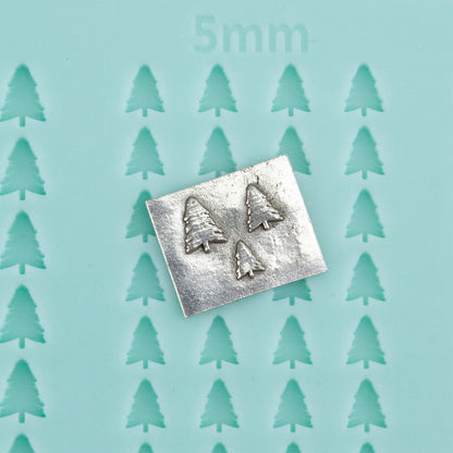 green silicone Finishing Touches Mold - Tree 1 with silver sample