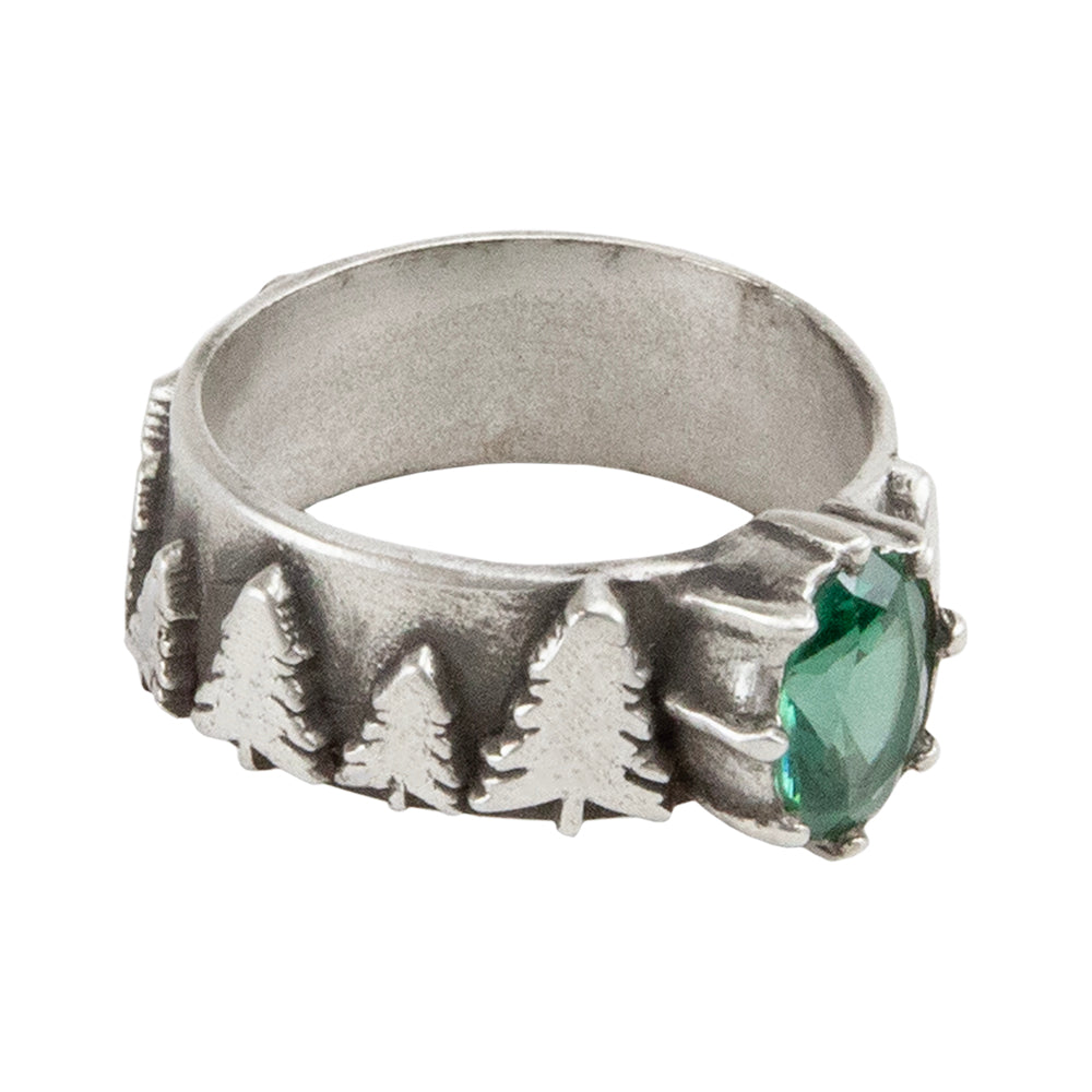 Finishing Touches Mold - Tree 1 silver ring with green cz by Karen Trexler