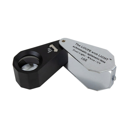Triplet 10X Lighted Loupe

Use to inspect gems, surfaces and details. 10X loupe is standard for gemstone clarity and color grading. The bright white light source is switchable to UV light for gem grading and identification.