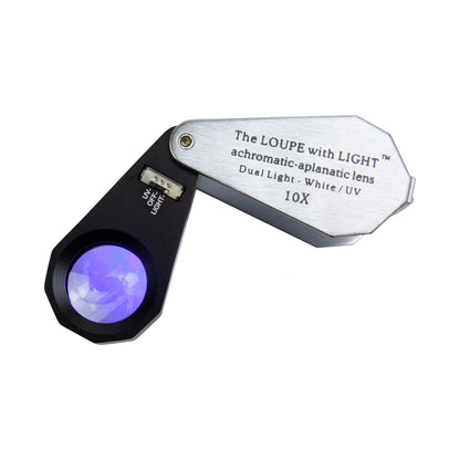 Triplet 10X Lighted Loupe

Use to inspect gems, surfaces and details. 10X loupe is standard for gemstone clarity and color grading. The bright white light source is switchable to UV light for gem grading and identification.