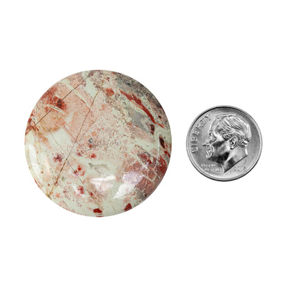 Brecciated Jasper Gemstone - Cabochon Round 35mm - Pkg/1 with dime