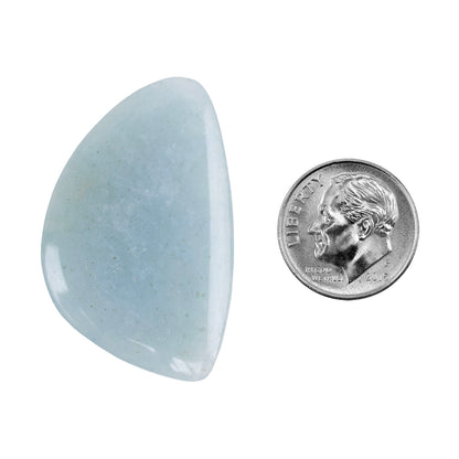 Aquamarine Gemstone  - Cabochon Freeform - 38mm X 24mm - Pkg/1 with dime