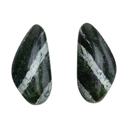 Chrysotile Serpentine - Freeform Cabochon Matched Pair 26mm x 13mm