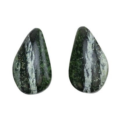 Chrysotile Serpentine - Freeform Cabochon Matched Pair 25mm x 14mm